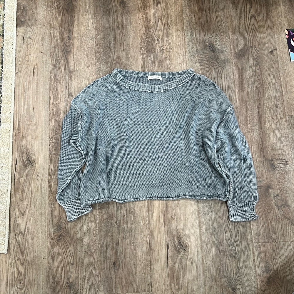 Mustard Seed Gray Crew Neck Sweater with Cozy Knit